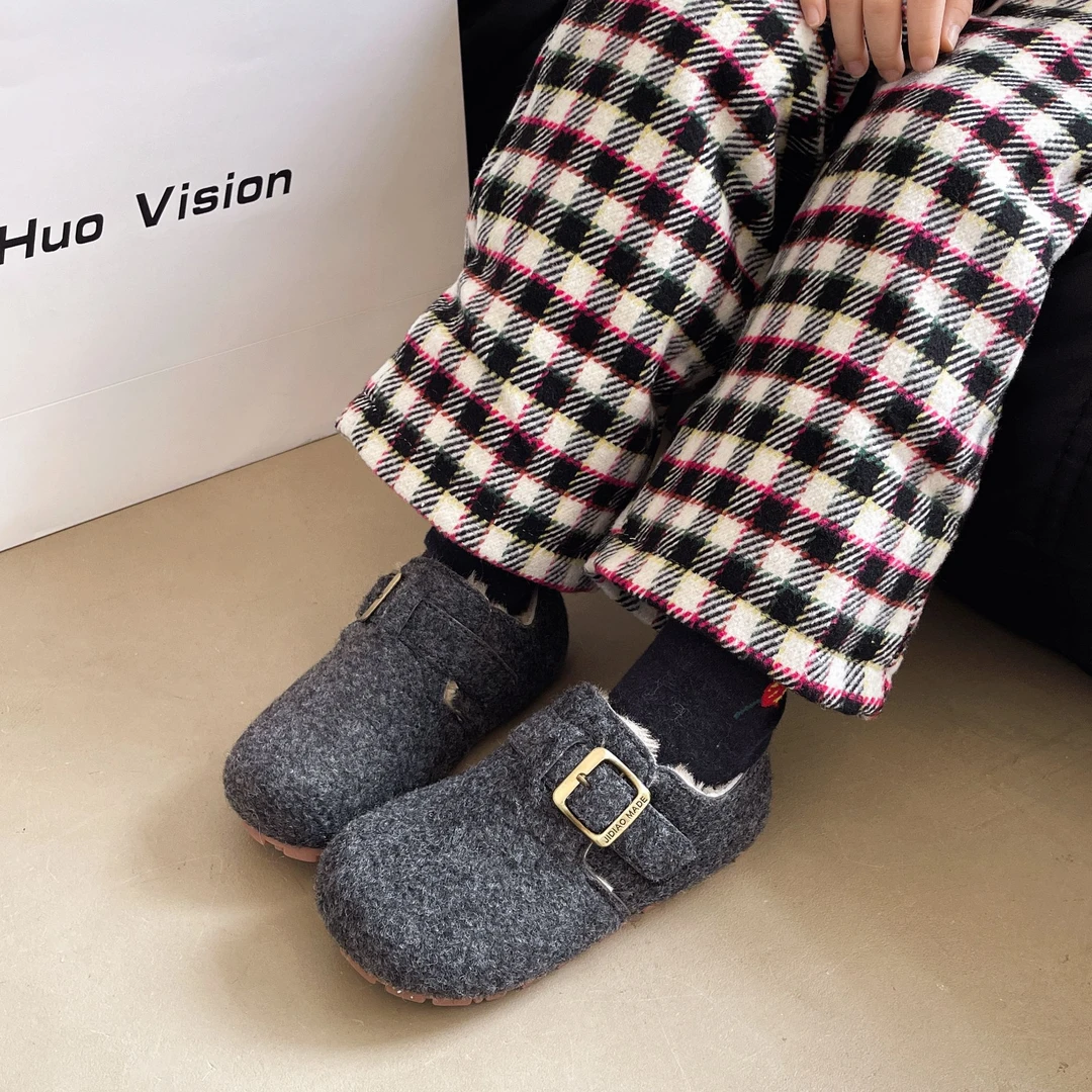 儿童加绒勃肯鞋2025冬季新款女童韩版时尚加厚豆豆鞋男童保暖棉鞋