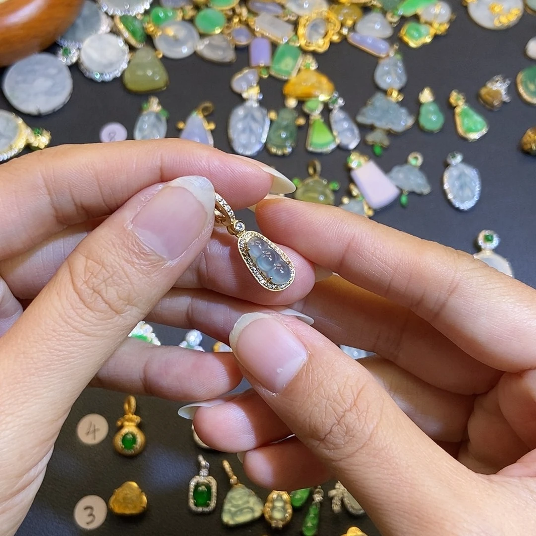 翡翠银S925镶嵌吊坠(不含链)