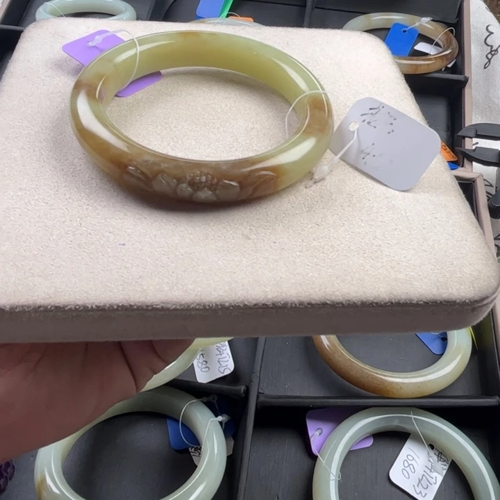 未镶嵌手镯和田玉玲珑塔镯58.5