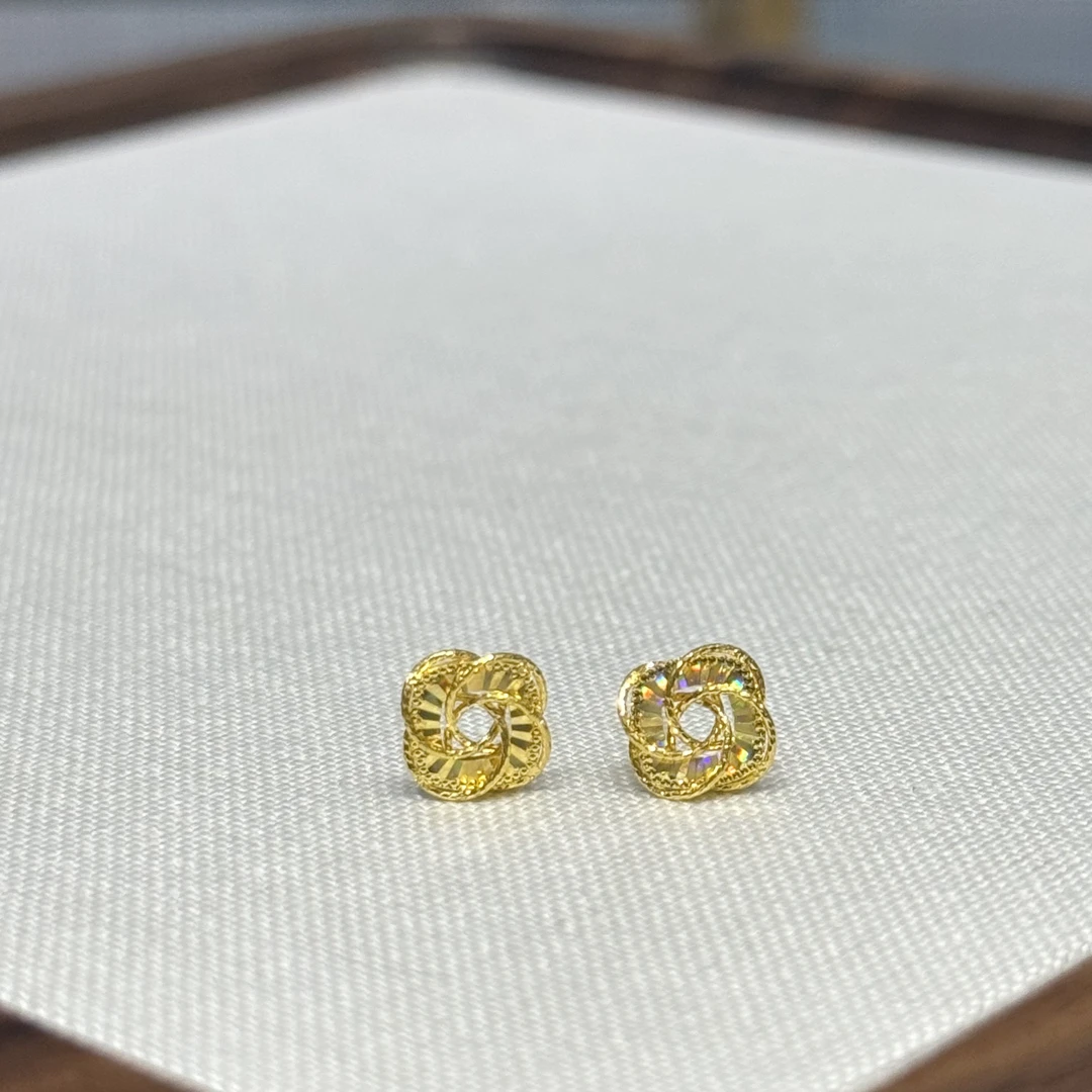 E【幻彩富贵花耳钉】-足金999精工5G耳饰