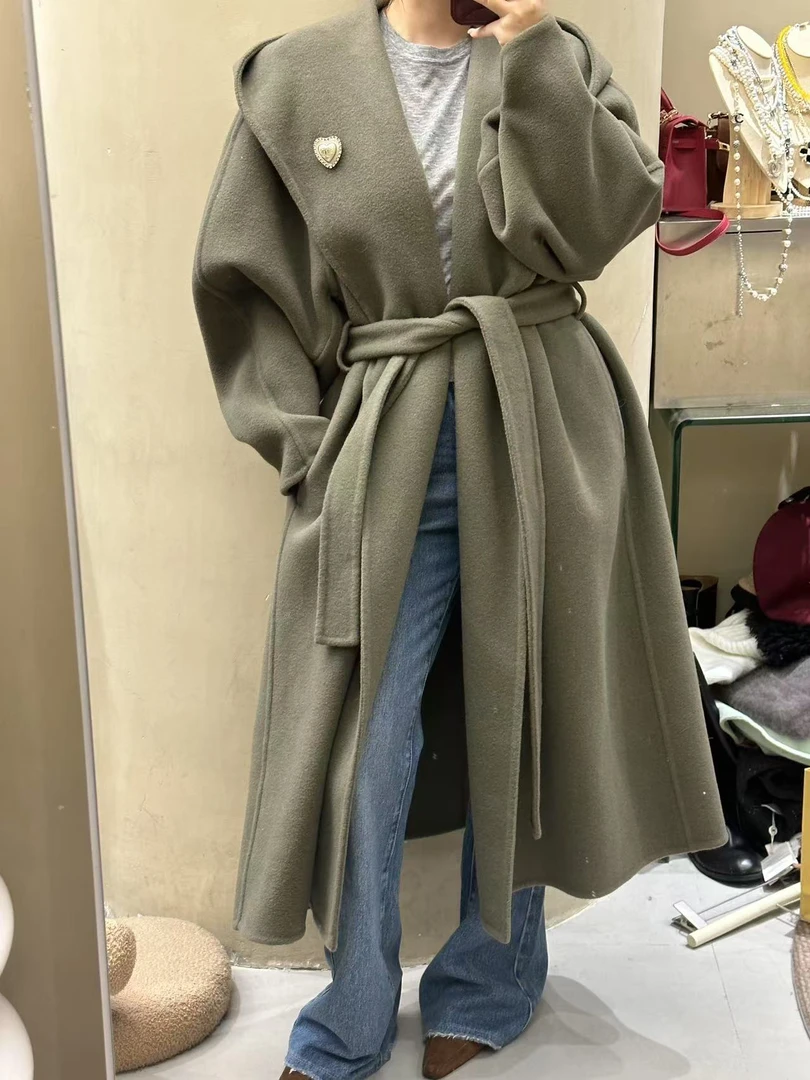戴帽双面羊绒大衣【no退no换】