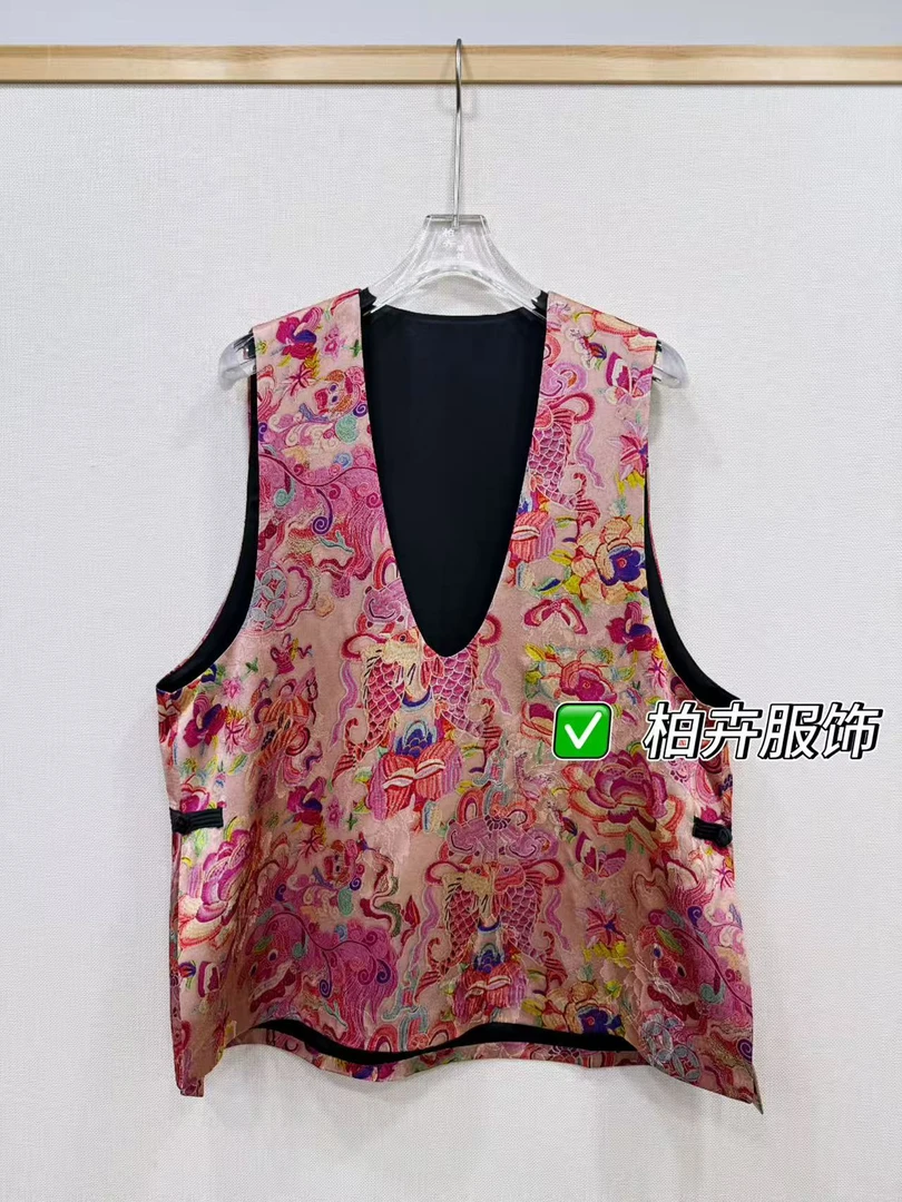 【柏卉服饰】v领盘扣背心