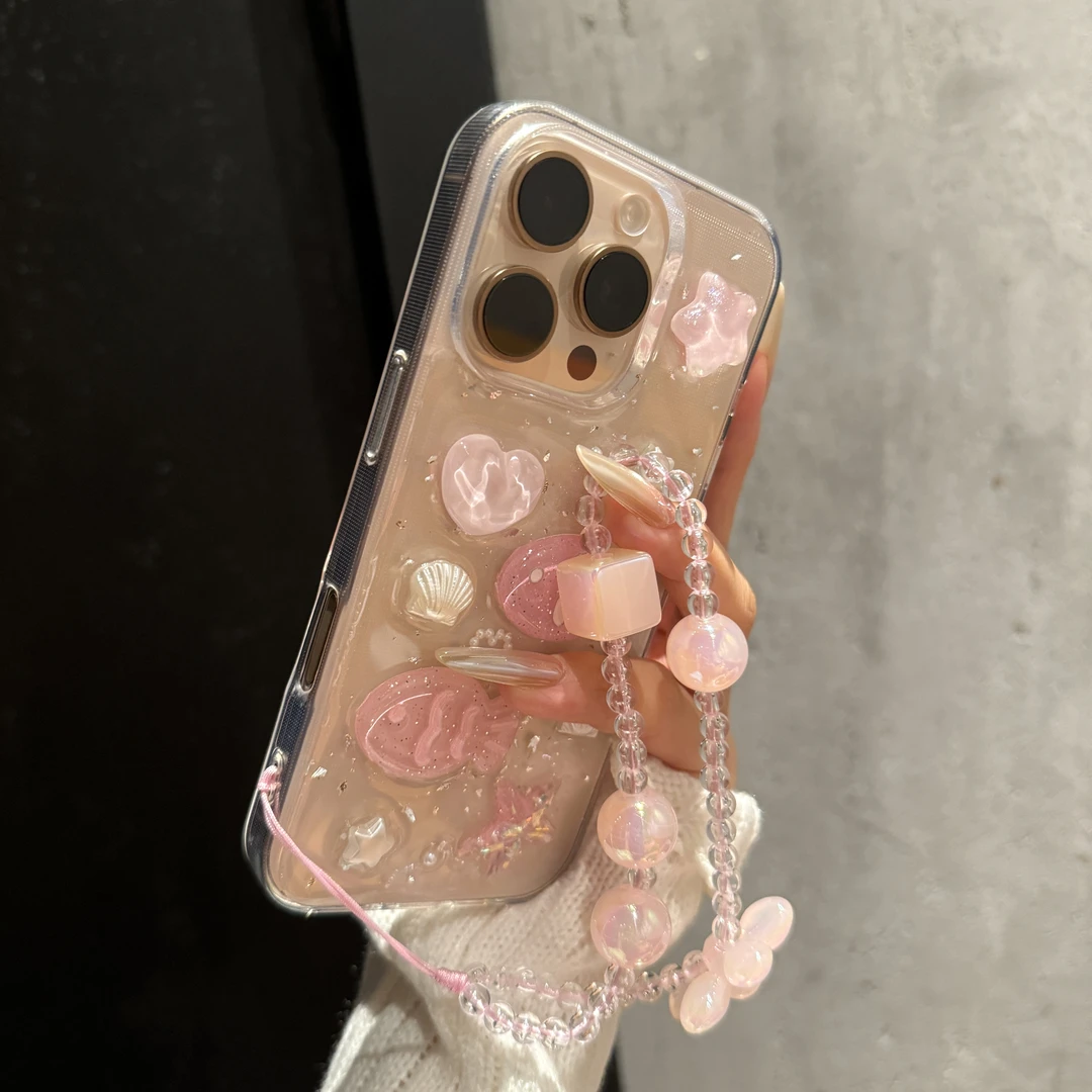 滴胶立体海洋小鱼适用苹果16promax手机壳iPhone15可爱14个性13女