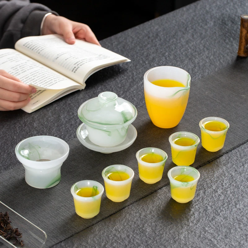 琉璃小白瓷酒杯套装茶具套装家用