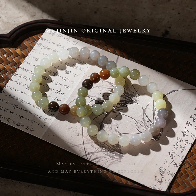 【木槿槿】天然和田玉手串女款约7-8m单圈小众礼物手链多样性发一