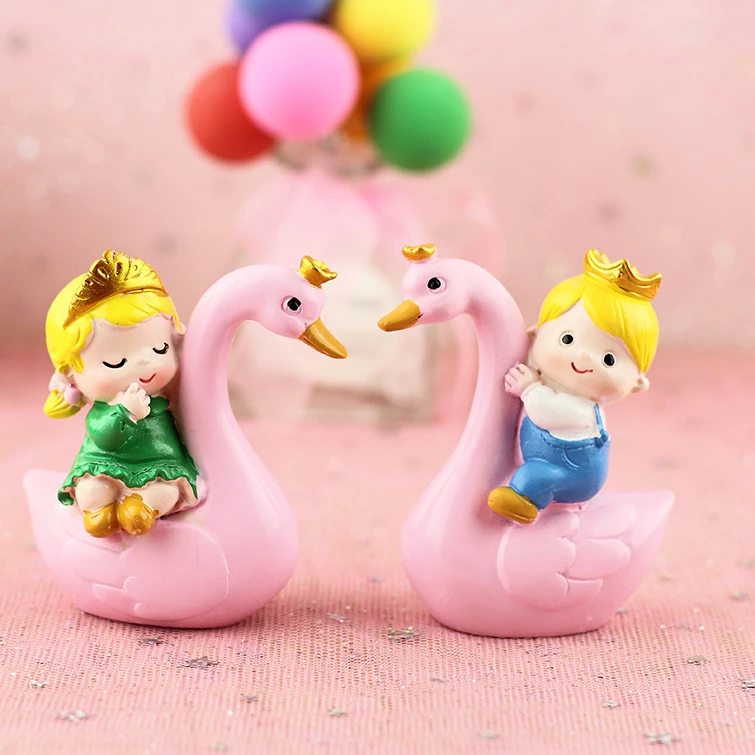 新款儿童生日派对天鹅小王子小公主烘培蛋糕装饰小玩偶