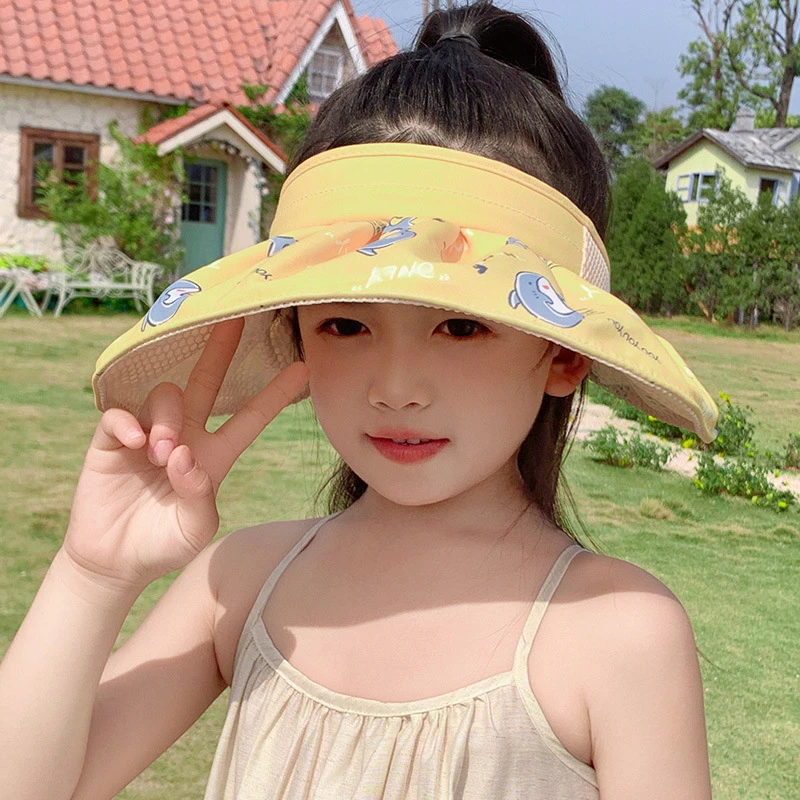 2025年防晒帽子夏季空顶帽宝宝遮阳春天大檐防紫外线儿童太阳凉帽