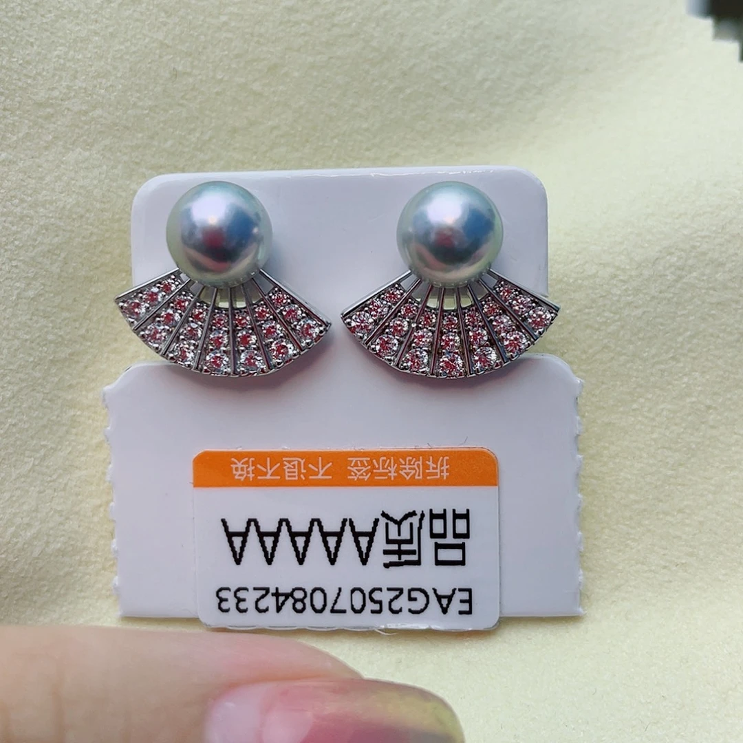 海水珍珠银S925镶嵌耳饰w55
