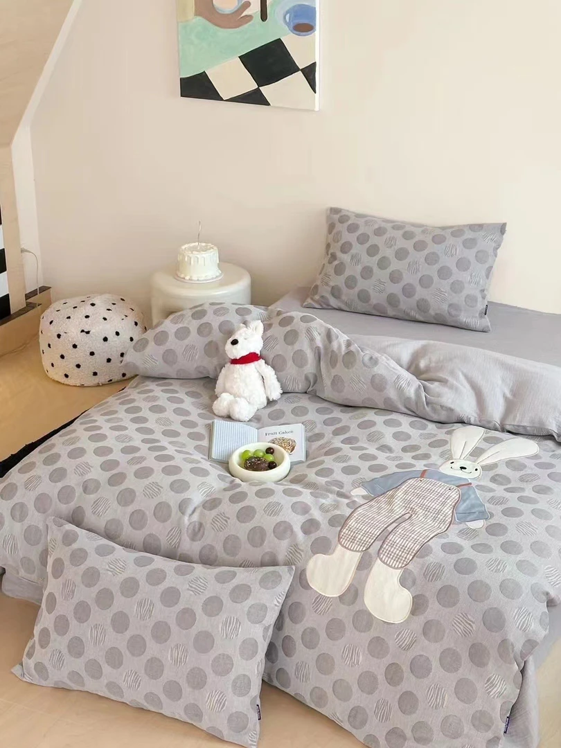 品牌卡通贴布绣儿童婴幼儿全棉A类双层纱四件套单人双人学生宿舍