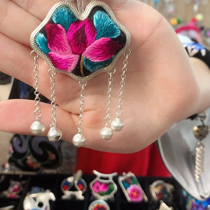 花岗石纯铜锡合金纯铜荷花项链吊坠