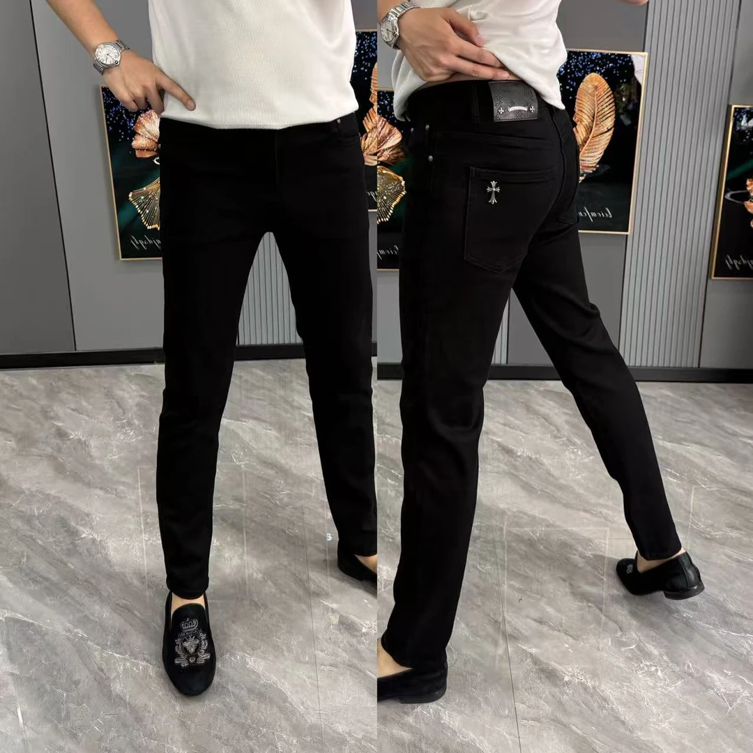 男士牛仔裤时尚简约男裤黑色百搭小脚裤高品质修身显瘦牛仔裤男款