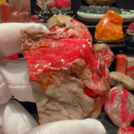 昌化鸡血石道*原石手把