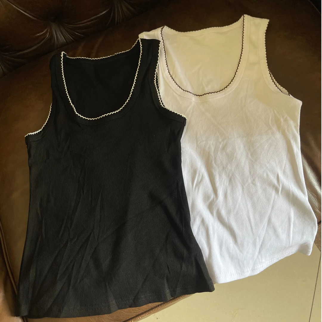 【影子】纯色锁边背心简约宽松休闲百搭无袖上衣夏季背心