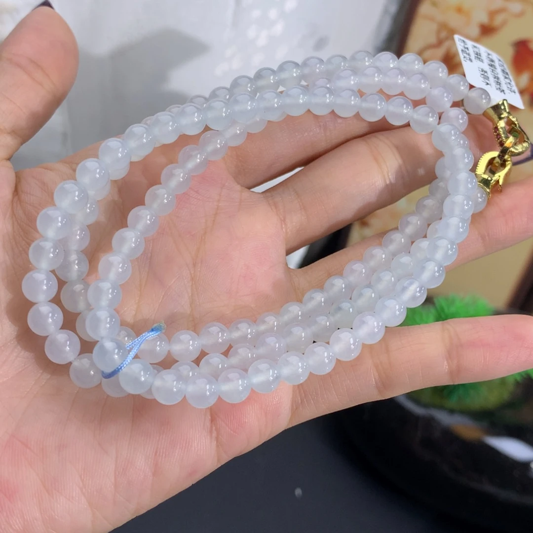 翡翠未镶嵌手串卡6冰胶白冰项链
