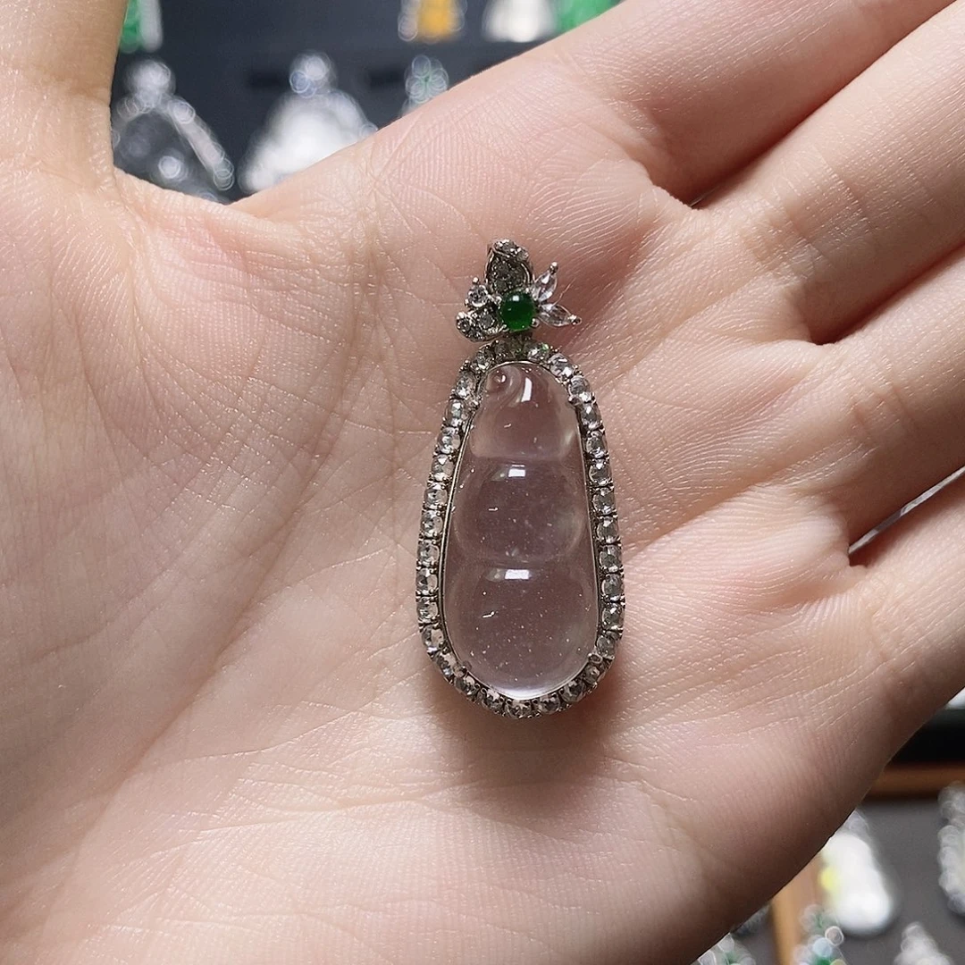 颈饰银S925镶嵌石英质玉