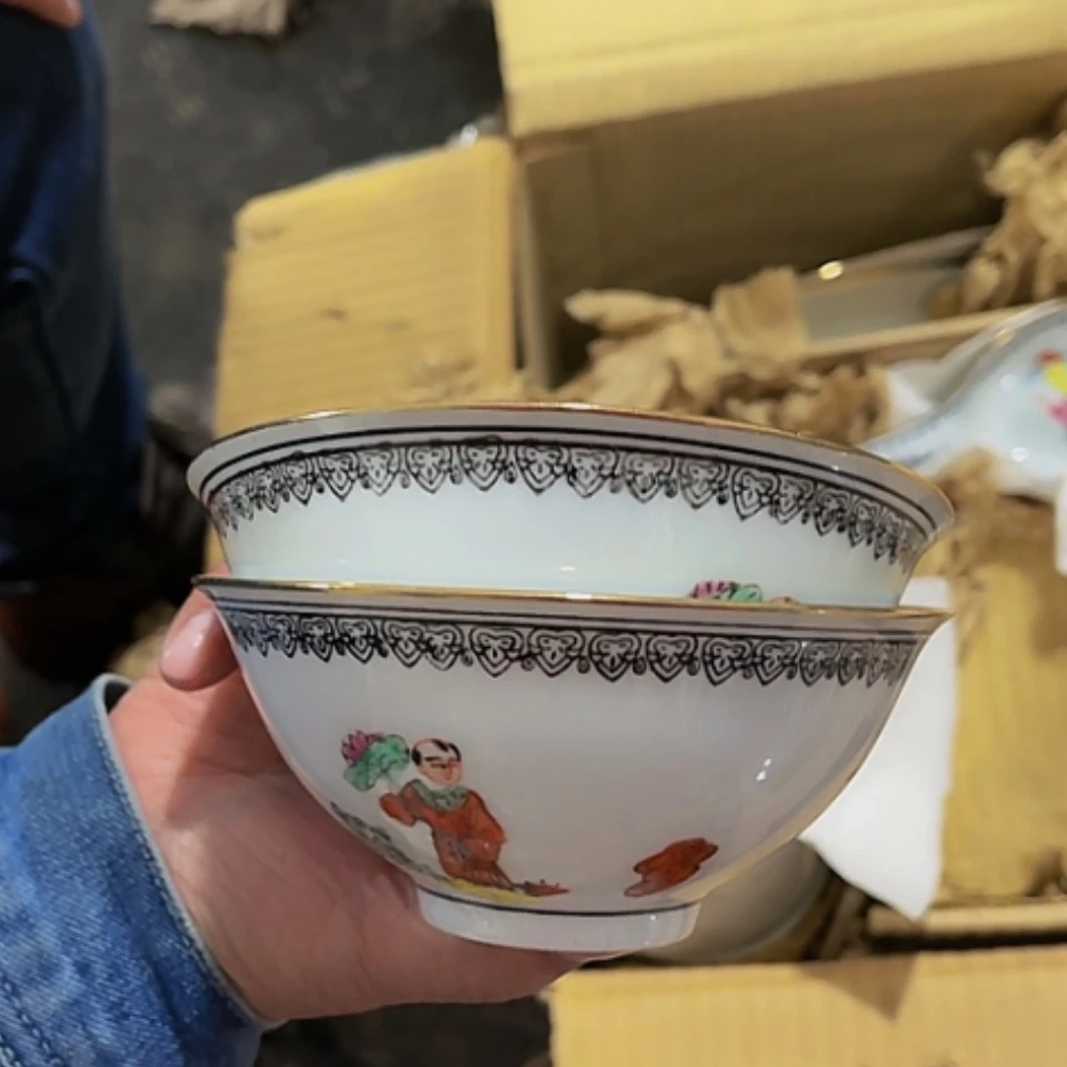 【闪购商品】紫砂盖碗顺****宁手工手绘饭碗2个