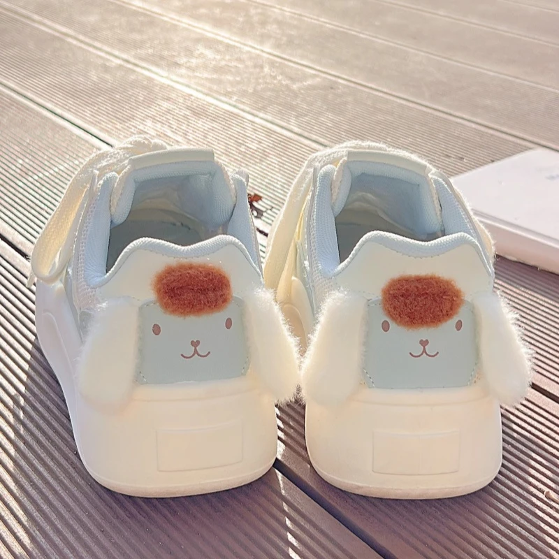 可爱布丁狗厚底圆头面包鞋学生女原创小众大头休闲板鞋增高小白鞋