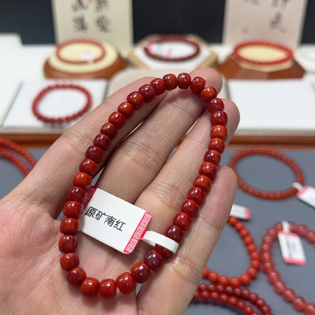 南红玛瑙未镶嵌手串双色南红6mm原矿