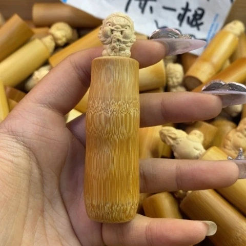 香榧木实心竹小立雕全品哈哈哈