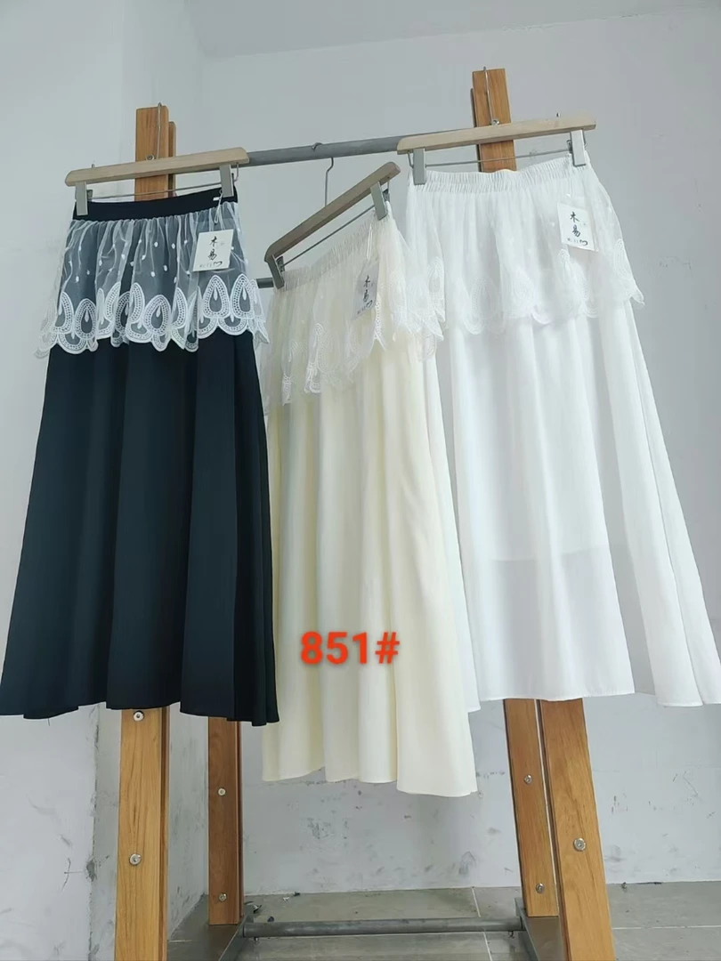 春,夏,仙女款时尚百搭松紧腰纱裙
