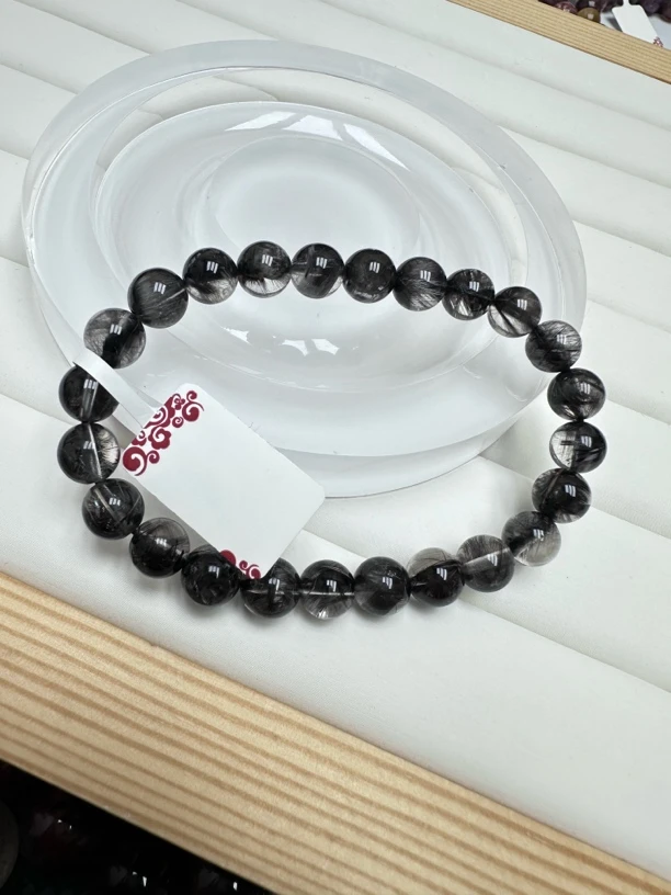 高品天然黑银钛水晶8mm➕手串
