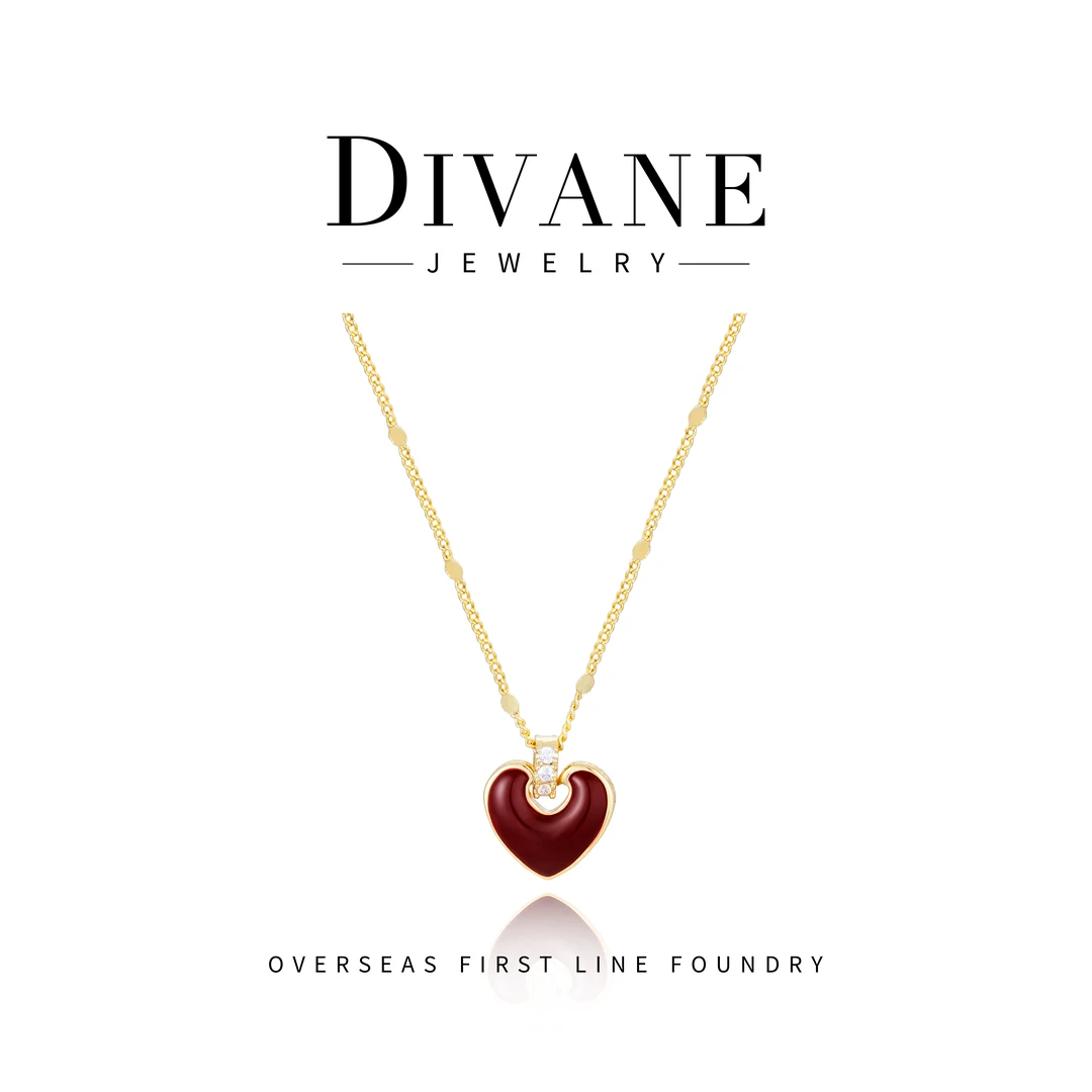 铜合金项链  【朱颜沁雪】双面轻奢爱心项链 G0242