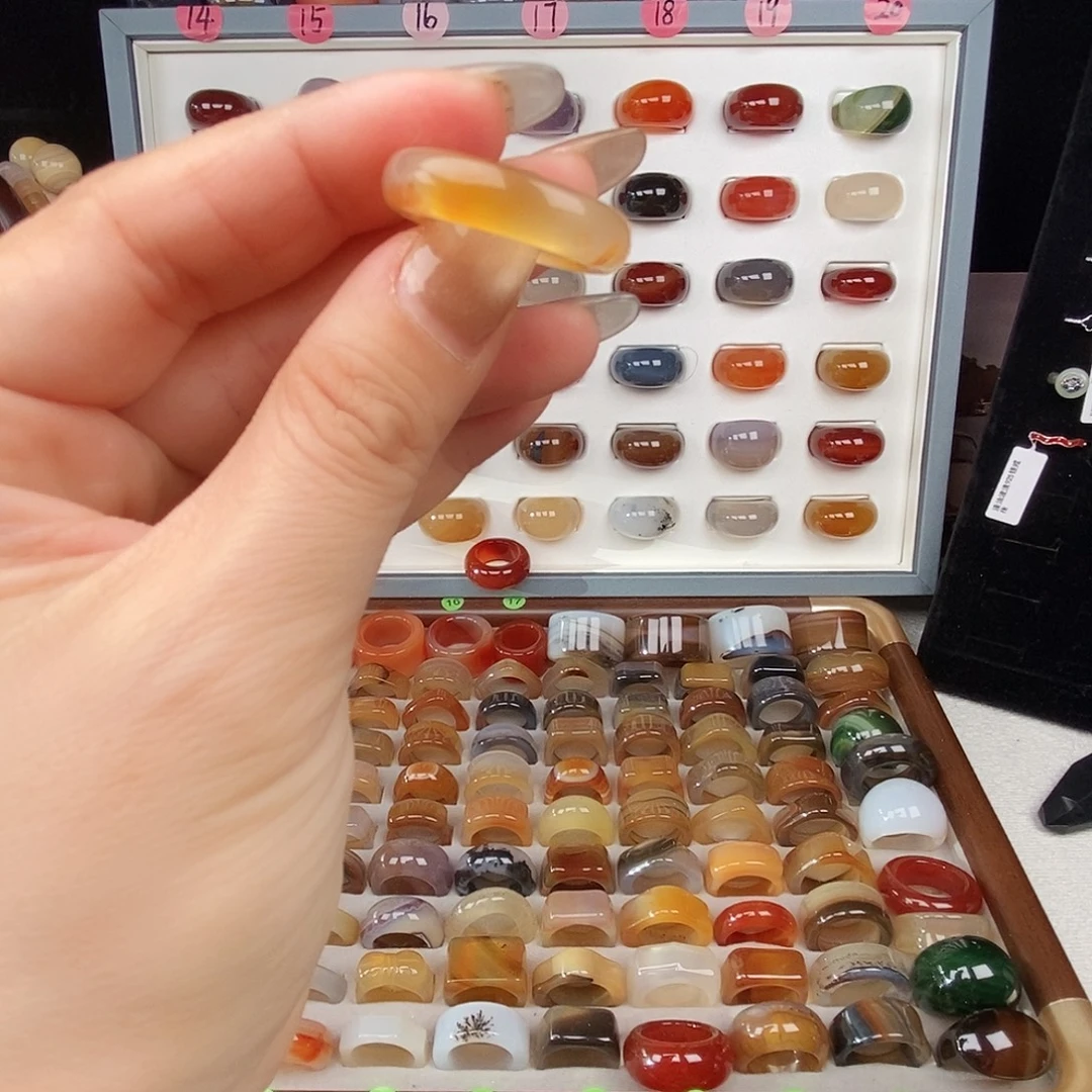 玛瑙/玉髓合金戒指黄龙纹微瑕不退换