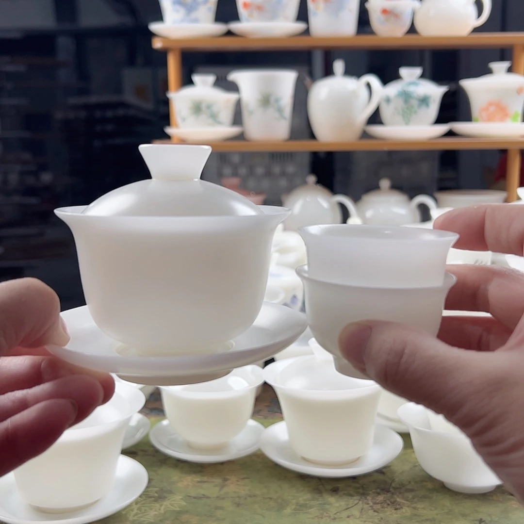 *****素烧璞玉元宝盖碗满容150ml+2个45ml铃铛杯