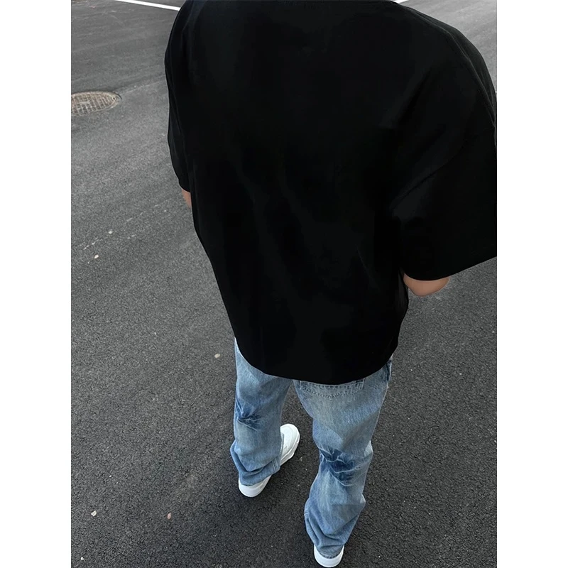 基础款纯棉t恤男女款夏季美式复古重磅短袖欧美潮牌cleanfit半袖