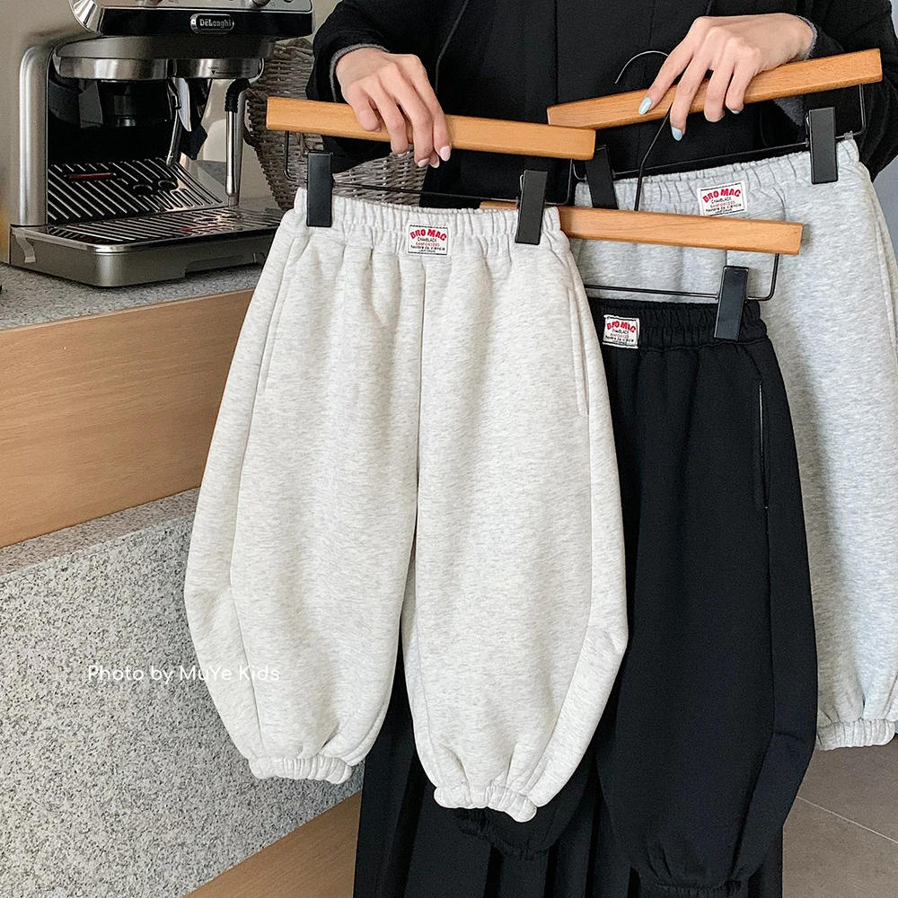 儿童加绒卫裤加厚保暖韩版宽松男童中大童运动休闲儿童潮范裤子