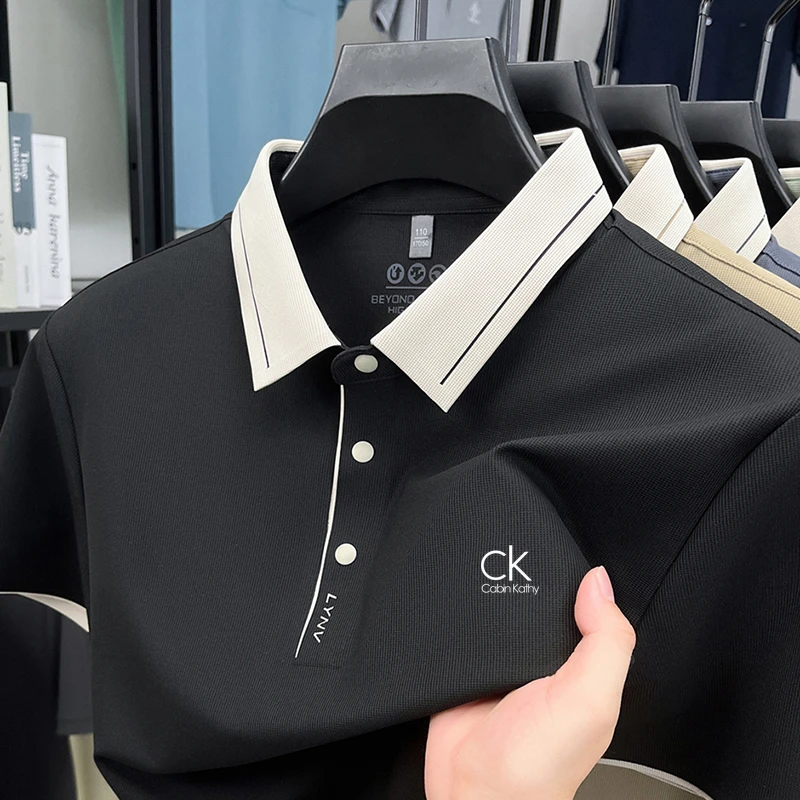 ck正品夏季新款撞色翻领polo衫男士休闲户外速干冰丝短袖t恤上衣