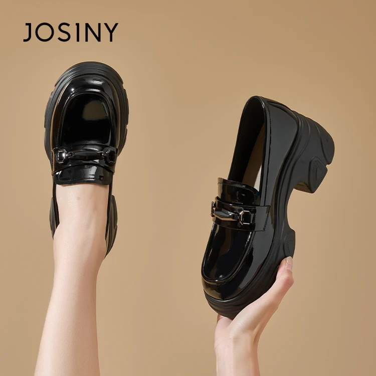 卓诗尼厚底乐福鞋女2025新款夏季漆皮英伦风增高一脚蹬小皮鞋单鞋