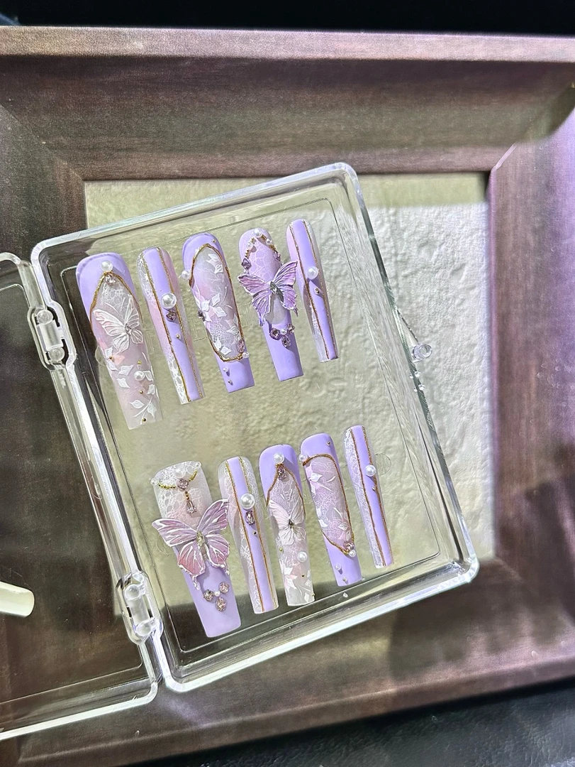 【丝路】纯手工手绘立体蝴蝶穿戴甲定制