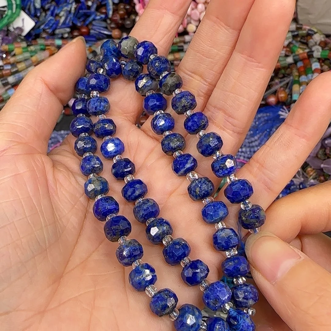 玛瑙/玉髓合金珠宝半成品青金车轮7mm一条