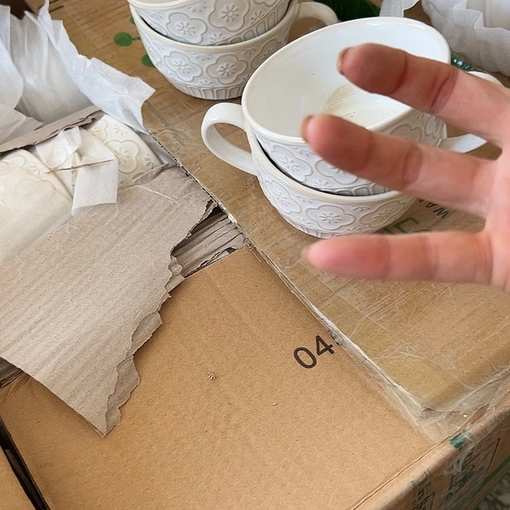 瓷片默认瑕疵商品海棠花水杯