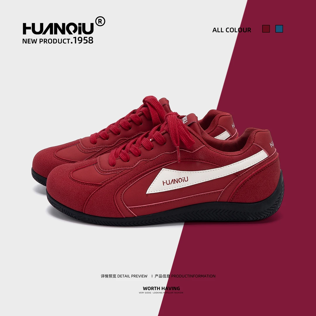 环球隐形增高赛车鞋男款2025新款秋季百搭复古男鞋休闲舒适德训鞋