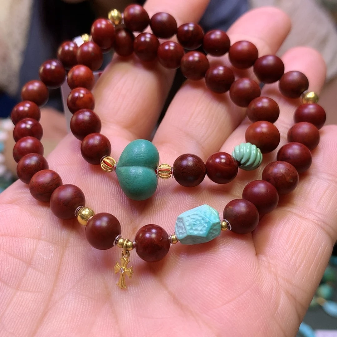 南红玛瑙双圈18K金镶嵌