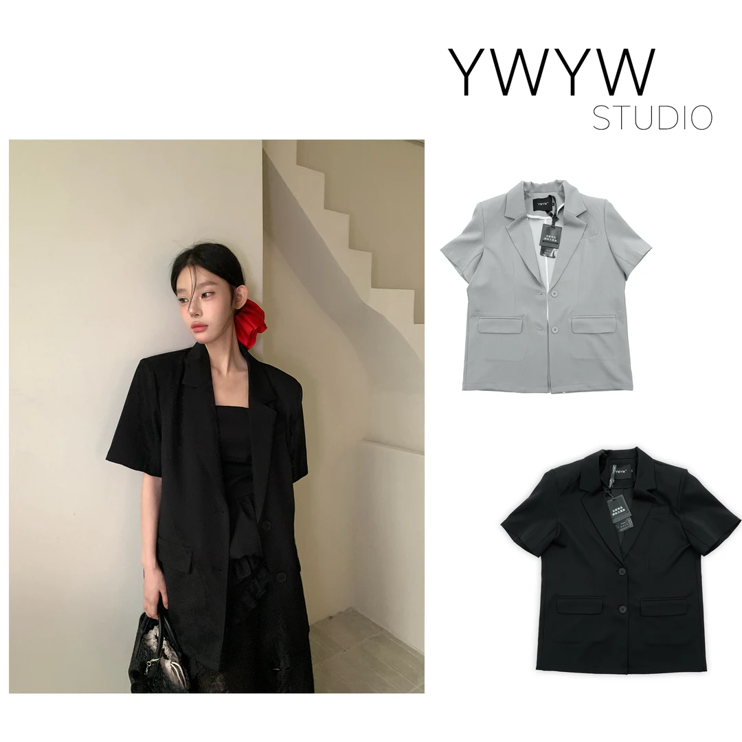 【福利款NO退换】春夏气质休闲百搭宽松韩版纯色短袖西装外套5027