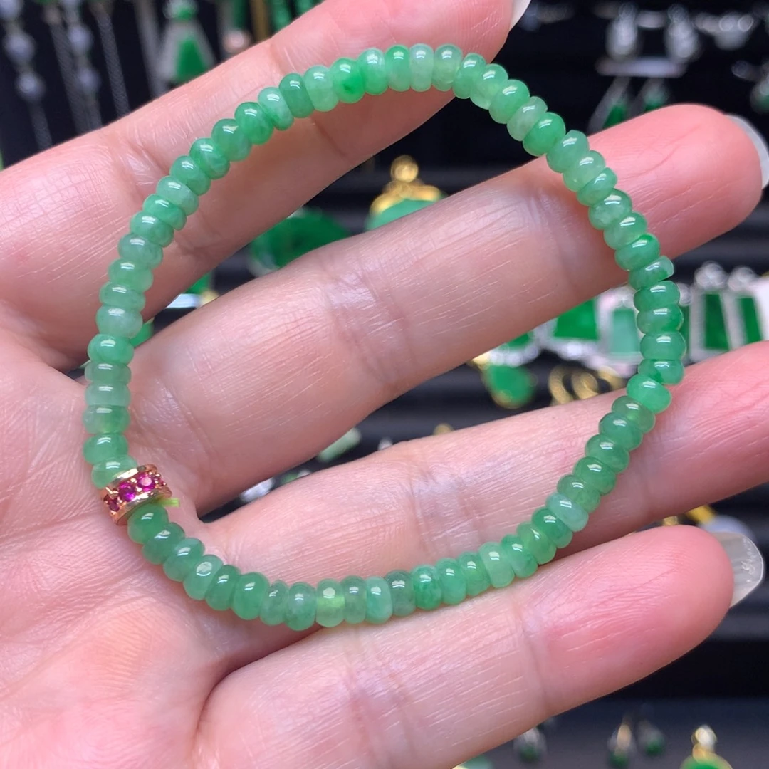 翡翠未镶嵌手链有纹裂