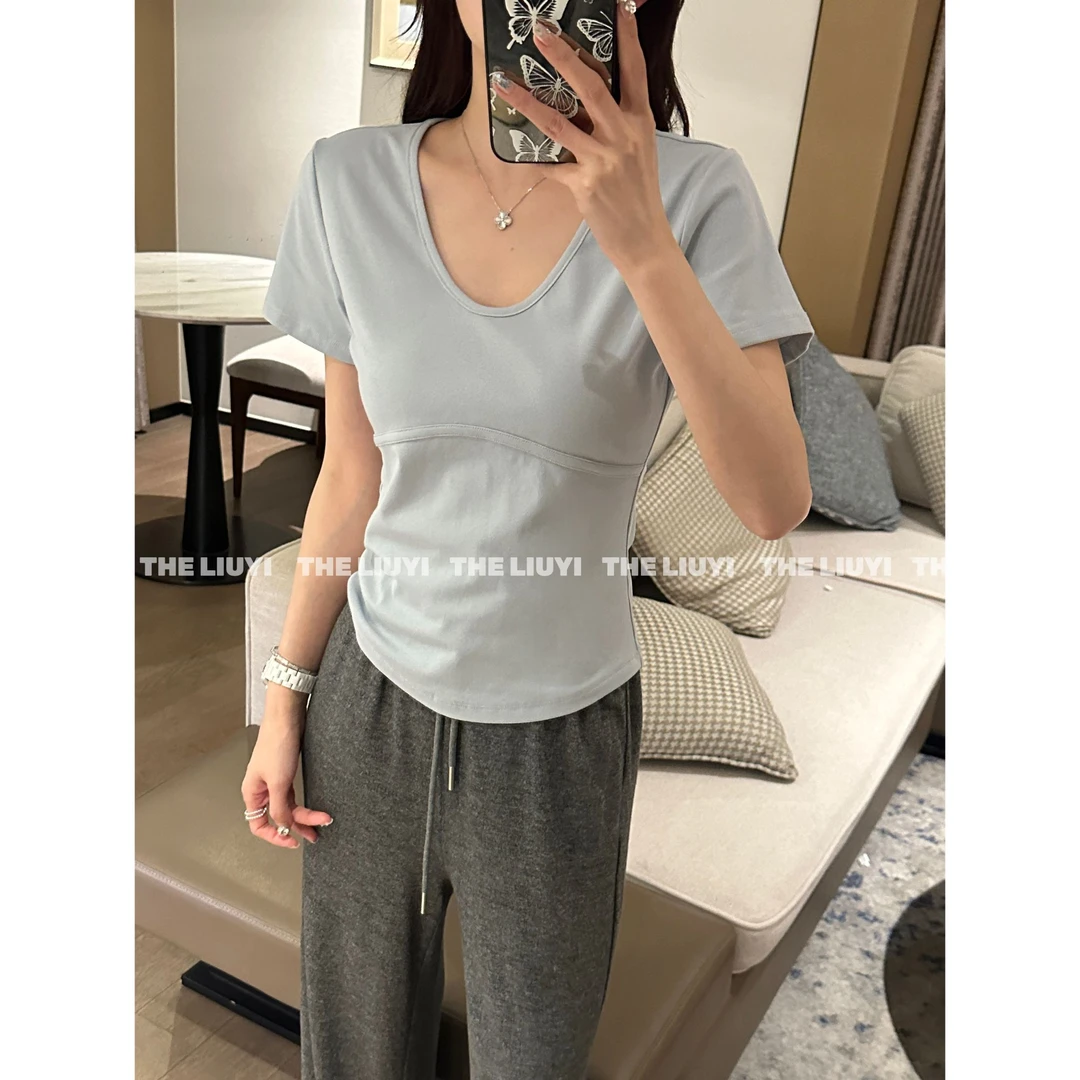 【LIUYI】骨线T~夏季收腰显瘦短袖T恤上衣52292