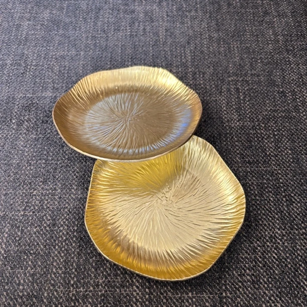 一对9cm手工锤纹黄铜杯垫复古茶托垫杯托茶垫茶道盖托香插托特厚