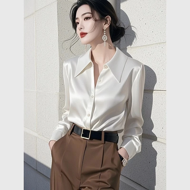 法式轻奢减龄时尚2025春季流行高级感独特漂亮超好看白色衬衫