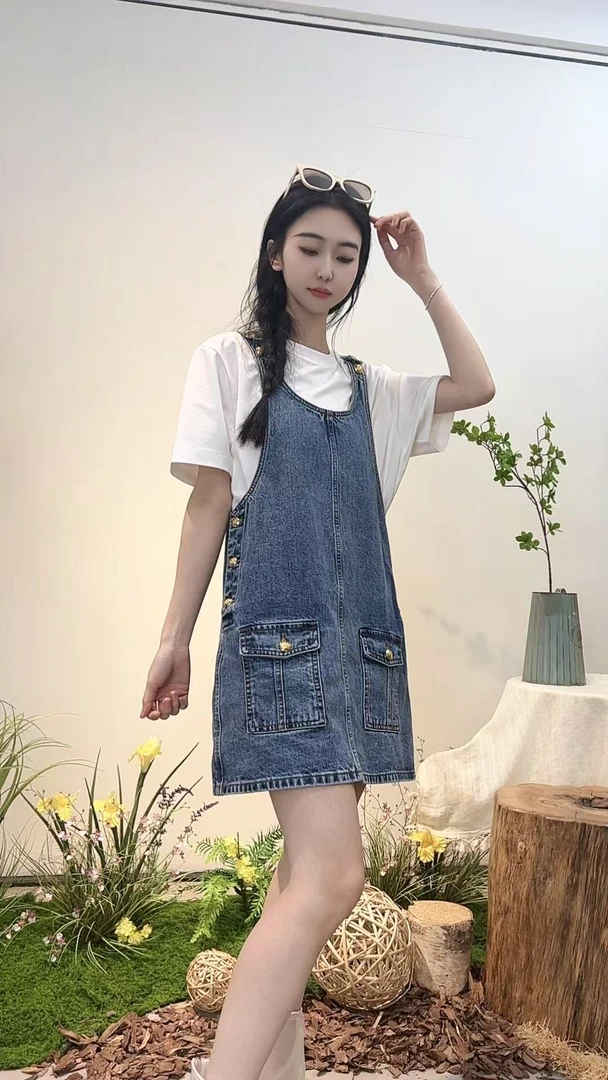 唐乐乐｜25new春夏系列夏季减龄双口袋设计感单牛仔裙BF0108