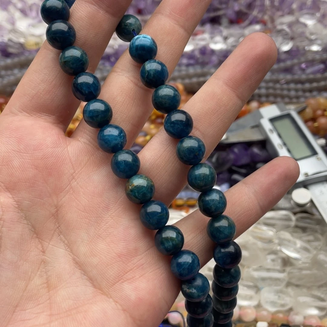 玛瑙/玉髓珠宝半成品未镶嵌一条装卡10mm蓝鳞灰圆珠