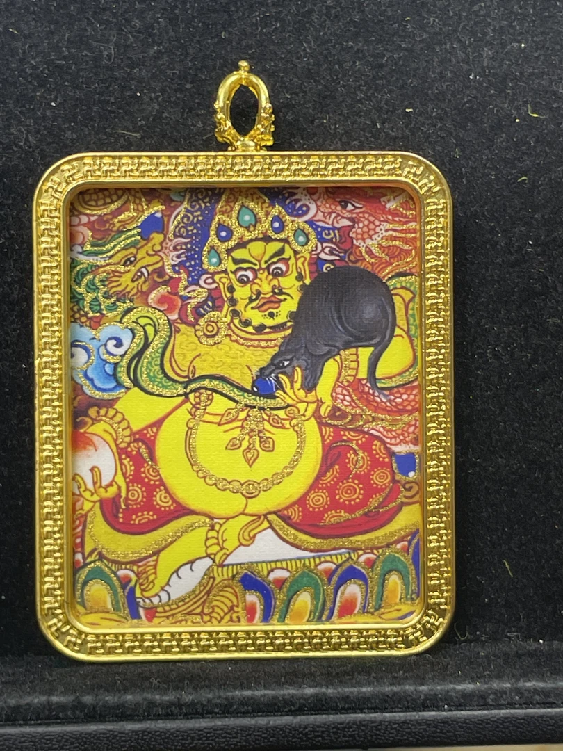 黄财神唐卡五路财神 黄老爷唐卡吊坠【 暴力收米 】【招财】【财富】