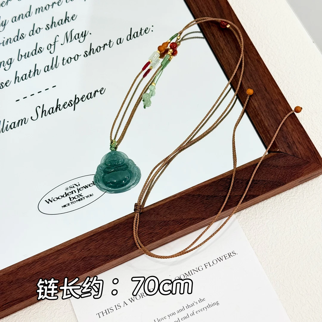 非金属棉绳项链 XL-25新中式国风弥勒佛个性时尚项链毛衣链