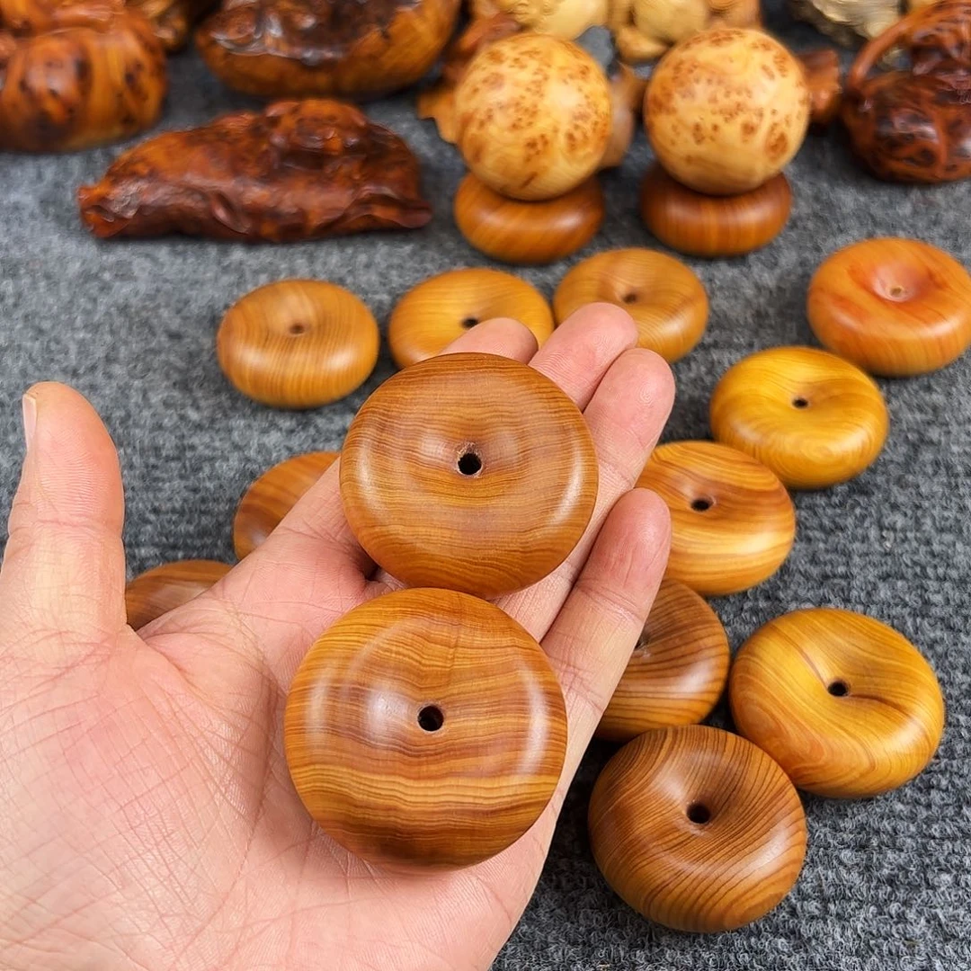 柏木太行崖柏黑油平安扣2个