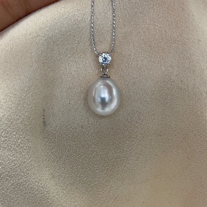吊坠(不含链)银S925镶嵌海水珍珠9.5mm6号