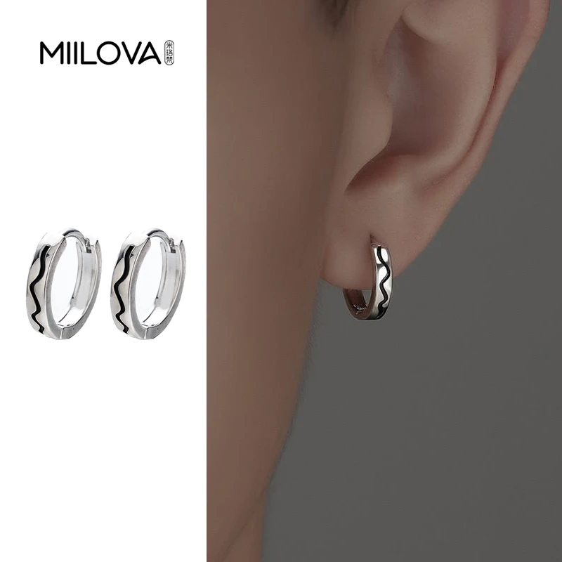 纯铜耳饰 黑白条纹小众设计耳环男士潮流个性时尚男生款痞帅耳饰