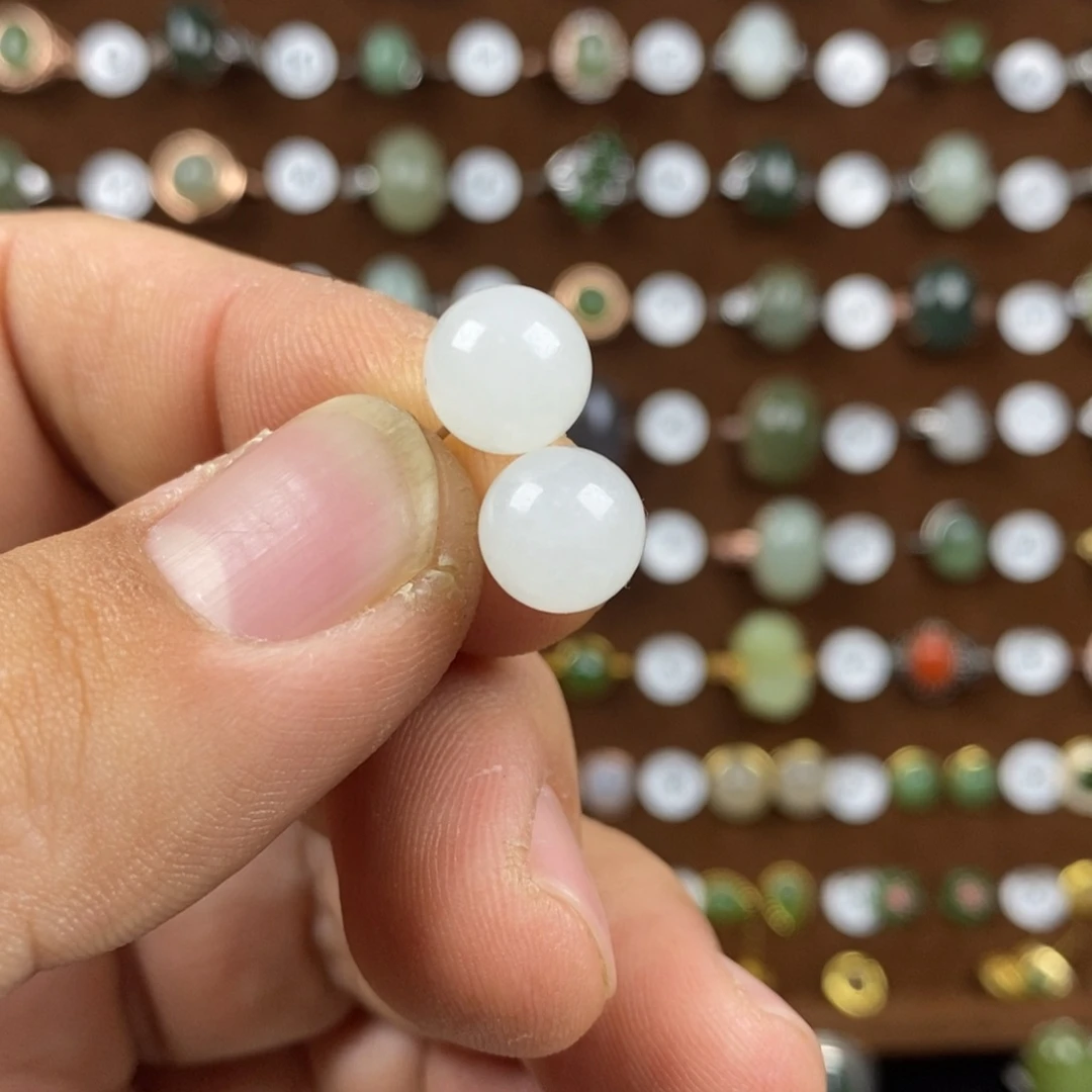 和田玉（白玉）耳饰银S925镶嵌